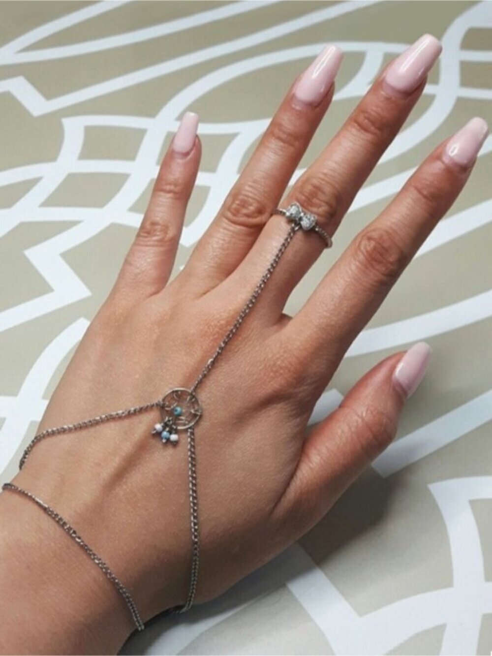 Hand Jewelry Silver Chain Turquoise Dreamcatcher DreamCatcher Ring Bracelet